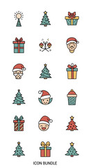 Festive Christmas Icon Bundle - Trees, Gifts, and Santa Hats.