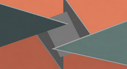 Abstract Geometric Shapes Coral Teal Gray Intersecting Forms image