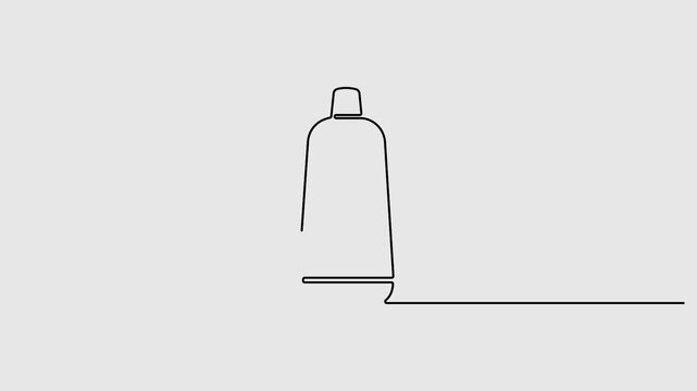 Toothpaste tube continuous one line drawing animation video. Full length single line animation