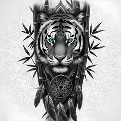 lion head vector illustration, highlighted by its vivid blue eyes
