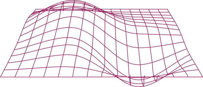 Abstract 3d grid surface with undulating waves and peaks in a wireframe perspective