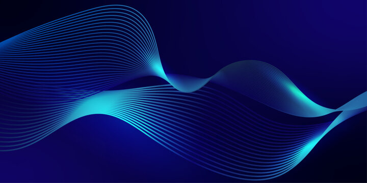 Futuristic wave on dark background. Colored pattern of connection lines. Technology or science. Pattern for background, wallpaper, presentation,