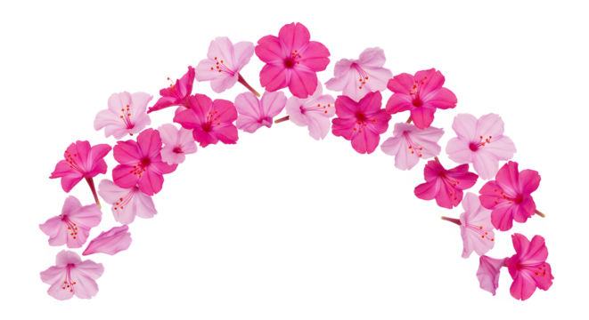 A decorative arch of vibrant pink hibiscus flowers, perfect for celebratory invitations and spring themes