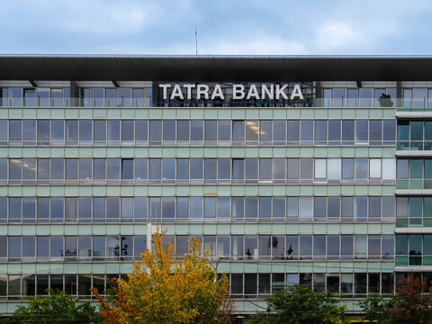 Bratislava, Slovakia - October 20, 2025: Tatra banka is one of the largest and most reputable financial institutions in Slovakia.