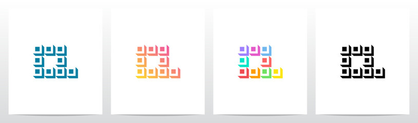 Squares Tiles Negative Space Box Isometric Initial Letter Logo Design Q