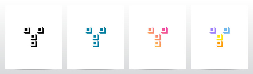Squares Tiles Negative Space Box Isometric Initial Letter Logo Design Y