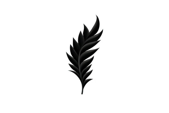 Black feather silhouette, isolated on transparent background, elegant and simple design, suitable for decoration, logo, or tattoo inspiration, evokes calm and minimalistic style