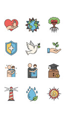 Icons of Peace, Love, and Environmental Stewardship.