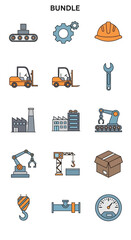 Industrial Icons Bundle - Manufacturing, Construction, and Engineering Elements.