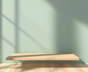 The wooden floor is bathed in sunlight in a room featuring a vintage interior wall background