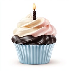 Blue birthday chocolate cupcake, a dessert that is sweet and comes with cream