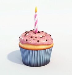 A sweet dessert with cream is the blue birthday chocolate cupcake