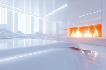 This living room showcases a contemporary interior that includes a flat gas fireplace