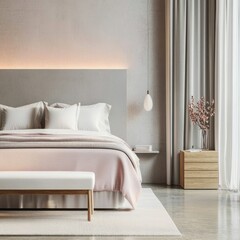 Modern sophisticated high-end pale red and grey bedroom