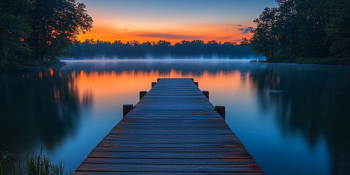 Enjoying a calm evening at a Wisconsin lake Generative AI