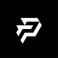This modern PF or FP logo is shaped like a diamond. A striking symbol for companies in wealth management, high-tech, or exclusive luxury brands.