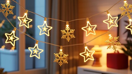 Christmas tree decorated with stars and candles festive holiday illustration