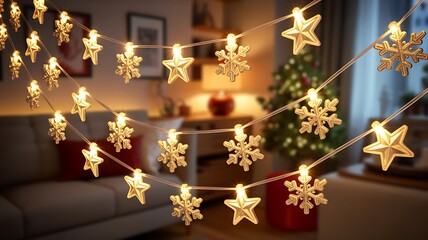 Golden Christmas Stars on Black Holiday Background