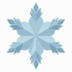 Geometric snowflake illustration in light blue on white