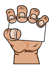 Illustration of a hand holding a business card