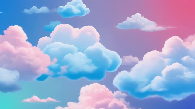 Dreamy pastel clouds drift across a vibrant sky evoking wonder and tranquility in this animated sky scene perfect for fantasy or relaxation content
