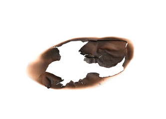 Isolated Burnt Hole Texture Overlay | Fire Damage Paper Tear PNG Element with Scorched Edges
