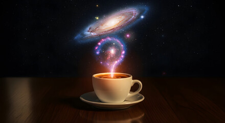 Coffee Cup with Galaxy and Nebula Emerging saucer