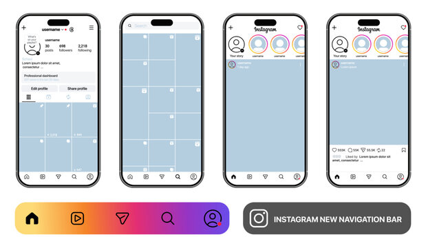 Instagram Update . Instagram New Navigation Bar . Instagram post story reels profile. Instagram Update iPhone.