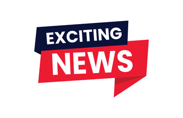 Exciting news banner, red and black typography announcement label for marketing update, event promotion, or social media message in modern communication style.