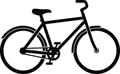 Black Silhouette Bicycle Depicts Cycling as Sustainable Urban Transportation and Leisure Activity Perfect for Cityscape Illustrations Fitness and Adventure Designs on White