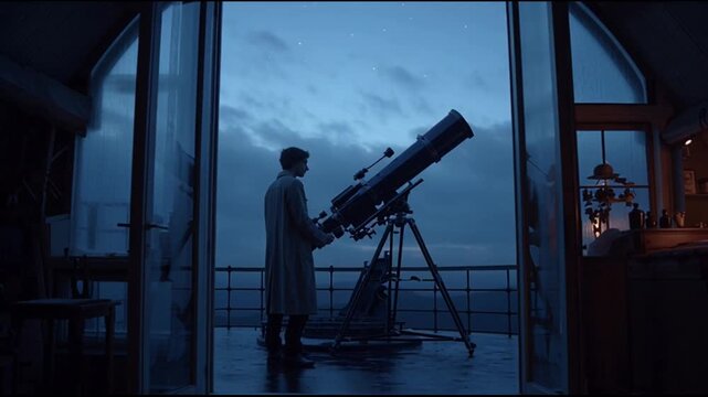 Cientista Assistindo Estrelas Desaparecerem Pela Janela