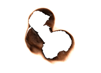 Irregular Paper Burn Hole Shape - Isolated Scorched Mark Overlay with Dark Brown Fire Edges PNG
