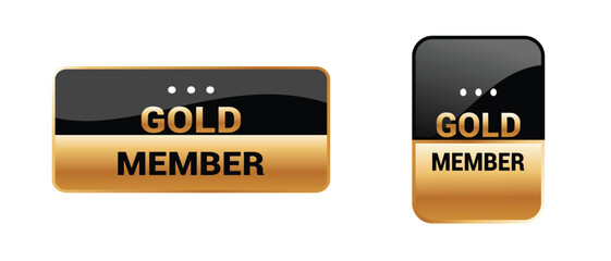 Gold member badge isolated on white background for loyalty program members