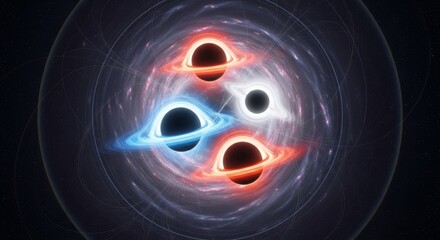 Two stars in close orbit transfer mass with bright accretion streams and polar jets surrounded by colorful gas rings in 3D animation. Ideal for stellar evolution or high-energy astronomy visuals.