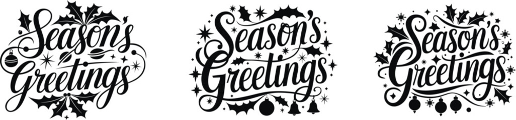 Obraz premium Season’s Greetings Holiday Calligraphy, Christmas Typography Ornament vector Design