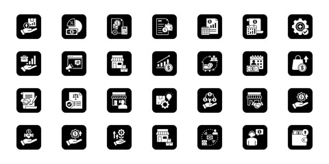Financial management   Cohesive set of minimalist vector icons representing key ideas with visual clarity