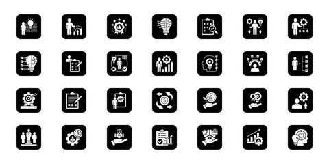 Talent and competency building   Cohesive set of minimalist vector icons representing key ideas with visual clarity