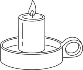 Outline drawing of a candle and holder providing gentle light