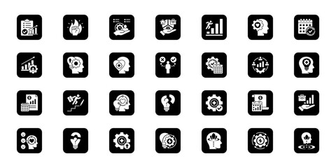 Personal improvement track   Cohesive set of minimalist vector icons representing key ideas with visual clarity