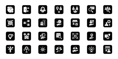 Entrepreneurship foundation Cohesive set of minimalist vector icons representing key ideas with visual clarity