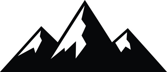 Mountain Silhouette Vector Illustration Isolated on White Background Graphic Design Element for Outdoor Adventure Travel Tourism Climbing Trekking Hiking Nature Landscape