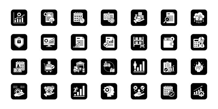 Project management toolkit   Cohesive set of minimalist vector icons representing key ideas with visual clarity