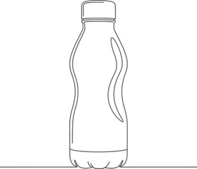 Minimalist continuous line art drawing of a modern beverage bottle