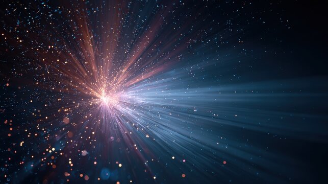 Commercial high-resolution photo of abstract explosion of light and particles in deep space. - Powered by Adobe
