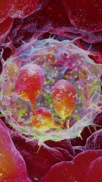 Phagocytosis. Neutrophe that uses its plasma membrane to engulf bacteria. From endocytosis to exocytosis. educational program. Digestion process in phagocytes. immune system mechanism. 3d render