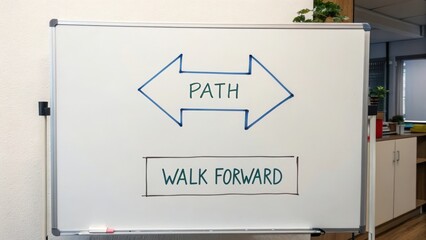 Path Direction Sign with Forward Walk Indicator for Guidance and Clarity