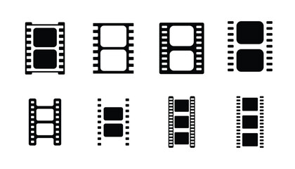Film strip icon set minimal movie reel vector for video and cinema design