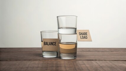 Three Glasses of Water Representing Balance and Sharing Concepts