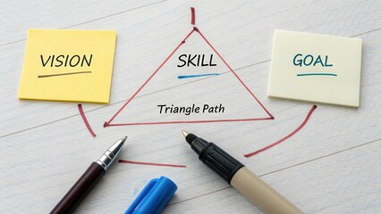 Triangle Path Connecting Vision, Skill, and Goal in Business Strategy
