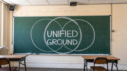 Unified Ground Concept on Chalkboard in Empty Classroom Setting